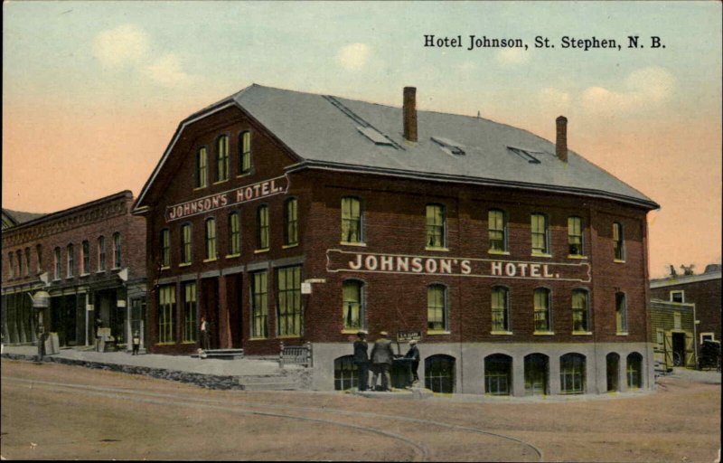 St Stephen New Brunswick NB Hotel Johnson c1910 Vintage Postcard