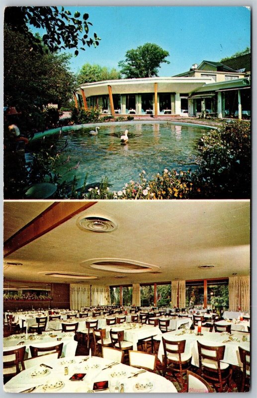 Vtg Oriskany New York Trinkaus Manor Motor Lodge Restaurant Dining Room Postcard