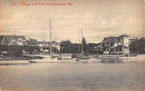 Kennebunkport Maine Cottages And River Waterfront Antique Postcard K81258