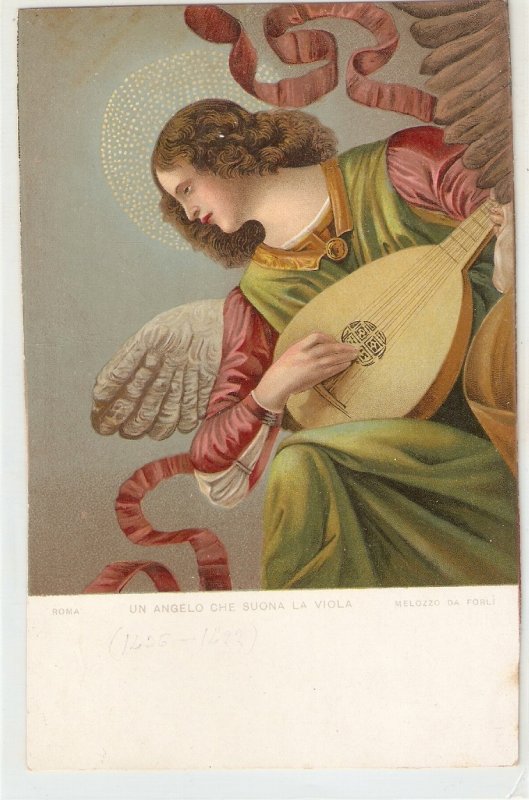 MELOZZO DA FORLI. Angelplaying the viola Fine painting, vintage Italian PC