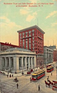 ROCHESTER NEW YORK~TRUST & SAFE DEPOSIT & NATIONAL BANK-TROLLEY~1913 POSTCARD