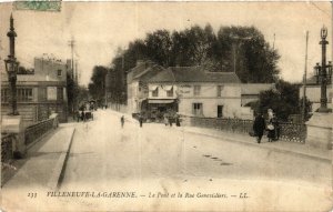 CPA VILLENEUVE la GARENNE Le Pont et la Rue Genevilliers (413078)