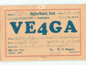 1930s QSL RADIO CARD Regina Beach - Near Craven & Lumsden Saskatchewan SK AH3230