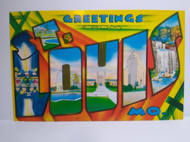 Greetings From St Louis Missouri Large Big Letter Postcard Chrome Metropolitan