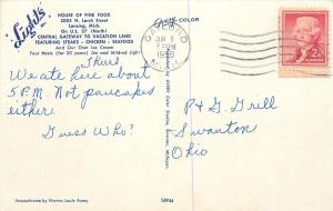 LANSING, Michigan  MI     Roadside  LIGHT'S Restauarant   1958  Cars Postcard