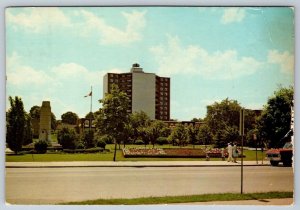 Cenotaph Park, Brampton, Ontario, 1977 Postcard, Postal Code Slogan Cancel