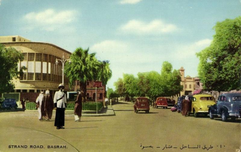 iraq, BASRA BASSORAH البصرة‎, Strand Road, Cars (1950s) Postcard