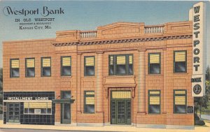 H20/ Kansas City Missouri Postcard Linen Westport Bank Building Loans