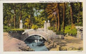 Indiana Richmond Bridge and Spring In Glen Miller Park Curteich