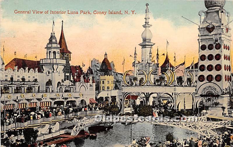 General View of Interior Luna Park Coney Island, NY, USA Amusement Park 1913 