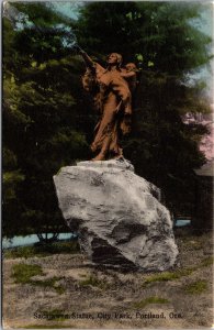 Vtg Portland Oregon OR Sacajawea Statue City Park Postcard