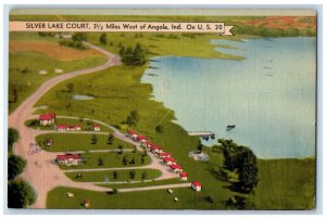 1948 Aerial View Of Silver Lake Court Angola Indiana IN Posted Vintage Postcard