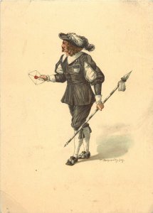 Postcard Postal Museum Bern Switzerland Carrier Messager De Fribourg XVII Centur