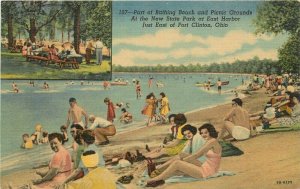 Ohio Point Clinton Bathing Beach Picnic Park Postcard Caldwell Teich 22-2294