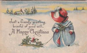 ChristmasYoung Girl Pulling Sleigh 1915