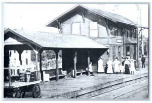 c1960 Depot Elmira Iowa IA Vintage Rail Train Depot Station RPPC Photo Postcard