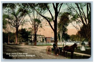 Ossining New York NY Postcard Broad Avenue State Street Pleasant Academy c1910
