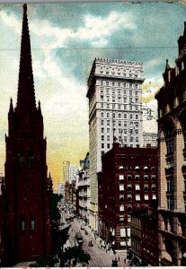 1907 NEW YORK CITY TRINITY CHURCH BROADWAY AMERICAN SURETY BLDG. POSTCARD 26-105