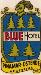 Argentina Pinamar Ostende Blue Hotel Vintage Luggage Label sk2473
