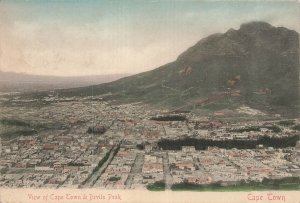 Cape Town South Africa~View of City & Devils Peak~1905 Tinted Photo POSTCARD