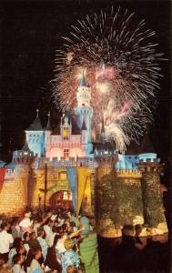 CA, California  DISNEYLAND AMUSEMENT PARK Night Fireworks over Castle  Postcard