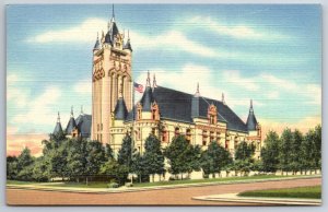 Spokane Washington~County Court House Bldg~French Renaissance~Vtg Linen Postcard