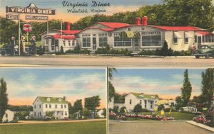 Wakefield VA Virginia Diner Amoco Gas Station Linen Postcard