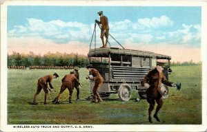Postcard US Army Wireless Auto truck and Outfit 1920s J11