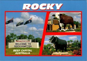 Rockhampton, Australia  BEEF CAPITAL~ROCKY Cow/Cattle Statues  4X6 Postcard