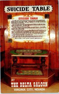 VIRGINIA CITY, NV Nevada  The SUICIDE TABLE at the DELTA SALOON c60s Postcard