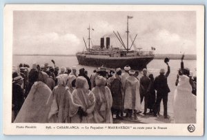 Casablanca Morocco Postcard The Liner “Marrakech” On Its Way To France c1930's