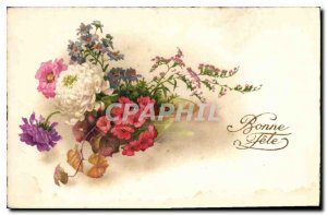 Old Postcard Bonne Fete Flowers