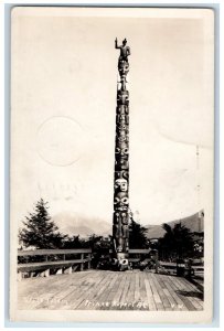 1928 Wolf Totem Pole Prince Rupert British Columbia Canada RPPC Photo Postcard