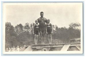 c1915 Red Cross Life Saving Corps Swimming Teacher Twins RPPC Photo Postcard 