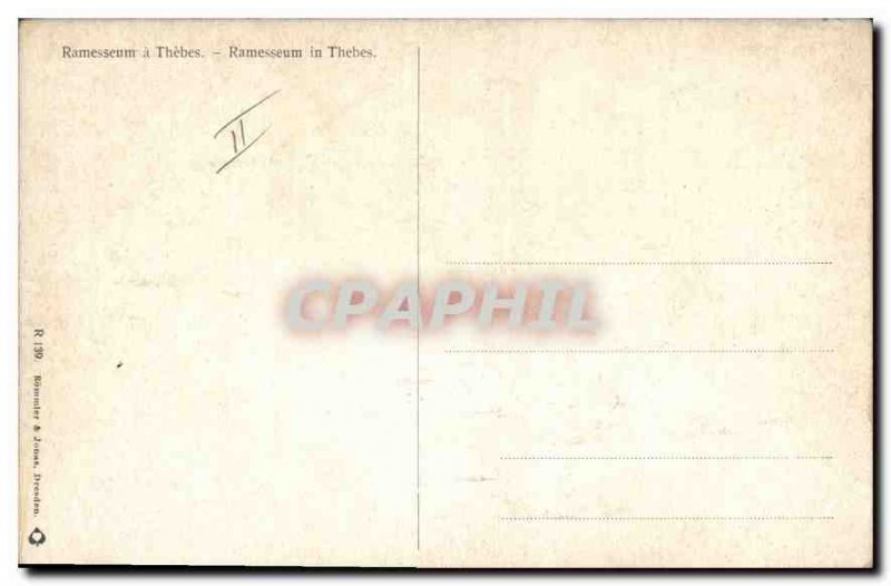 Old Postcard Egypt Egypt Ramesseum at Thebes