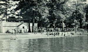 Vintage Beach Minerva Lake Park, Minerva, Ohio Postcard Rexall Drugs P19