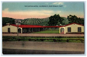 c1950's The Clifton Motel US 101 Highway Paso Robles California CA Postcard