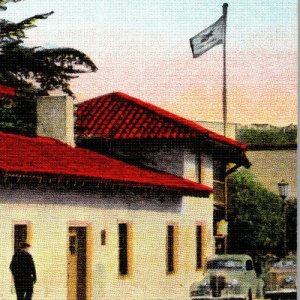 Monterey, California Old Cutsoms House, Flags, Water Front, Mid 1900 Cars-A33 