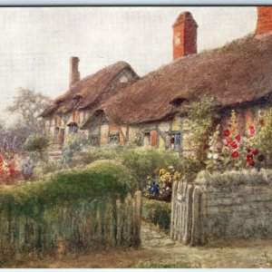 c1910s Stratford-on-Avon England Anne Hathaway's Cottage Thatch Roof Flower A356