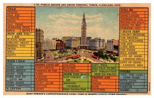 Postcard TRAIN STATION SCENE Cleveland Ohio OH AT7088