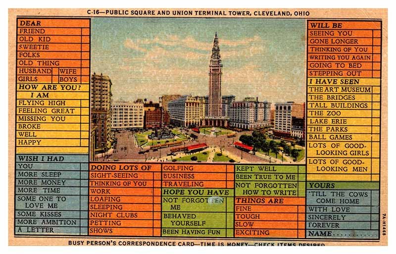 Postcard TRAIN STATION SCENE Cleveland Ohio OH AT7088