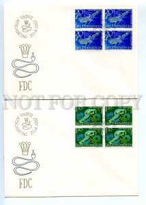 440608 Liechtenstein 1967 set FDC fairy tales snake Dragon block four stamps