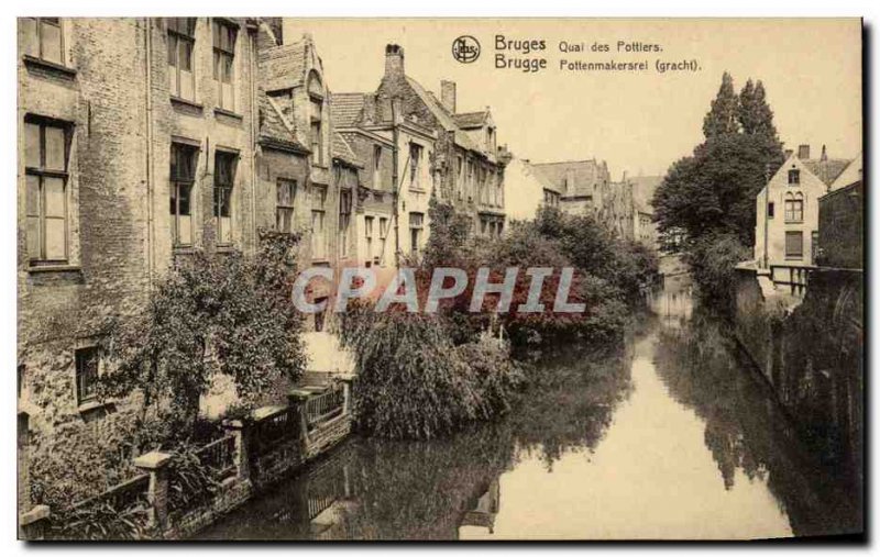 Old Postcard Belgium Bruges Wharf potters