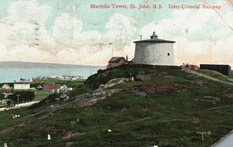 Vintage Postcard 1906 Martello Tower St. John Inter-Colonial Railway N.B. Canada