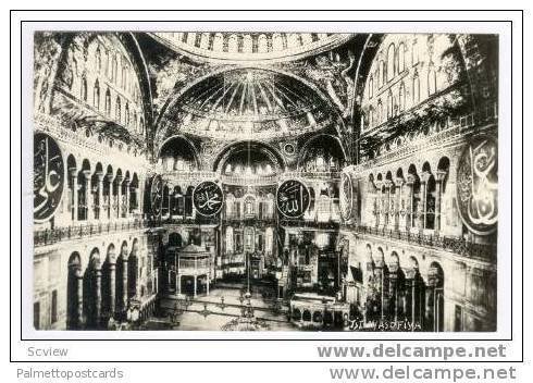 RP Mosque Interior,Tst. AYASOFIYA, Istanbul Turkey from tower 30-50s