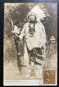 1938 Leonia NJ USA Real Picture Postcard Cover Native American Indian Sioux Chef