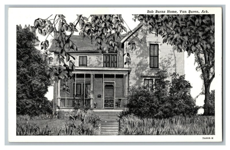 Postcard AR Bob Burns Home Van Buren Ark. Arkansas Vintage Standard View Card 