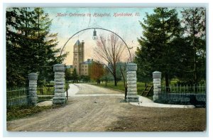 1908 Main Entrance to Hospital Kankakee Illinois IL RPO Postcard 
