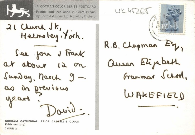 uk45265 prior castles clock durham cathedral uk