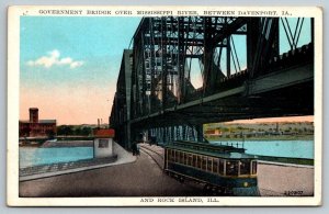 Government Bridge Over the Mississippi River  Davenport Louisiana  Postcard